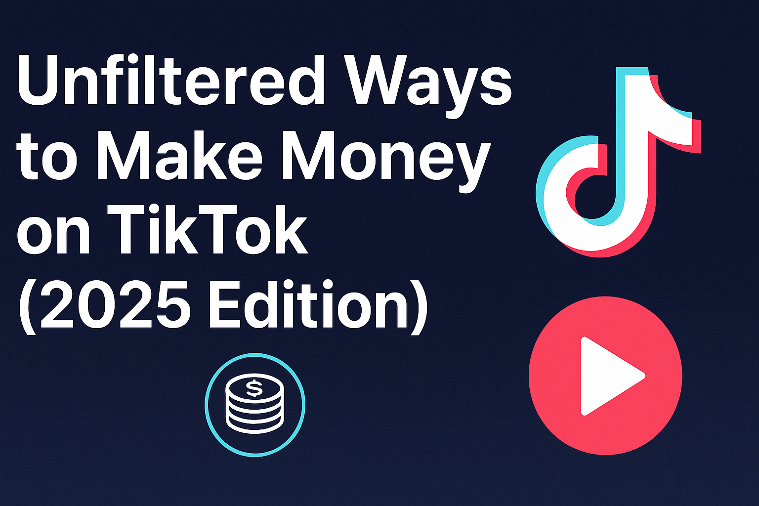 TikTok logo with floating dollar coins and bold white text “Unfiltered Ways to Make Money on TikTok (2025 Edition)” on a vibrant purple background.